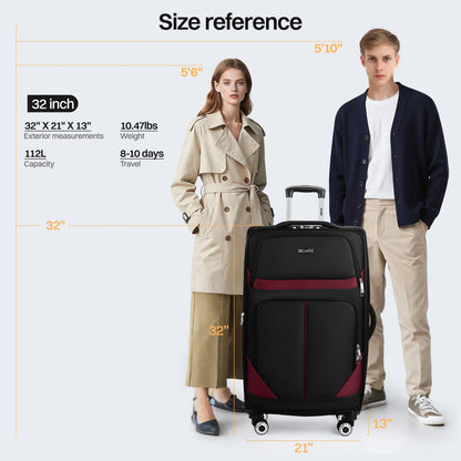 3-Piece Expandable Softside Luggage Set with Spinner Wheels and Lock