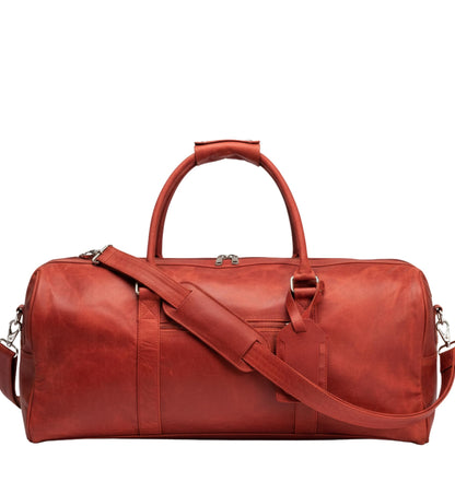 Premium Leather Weekender Duffel Bag with Adjustable Shoulder Strap