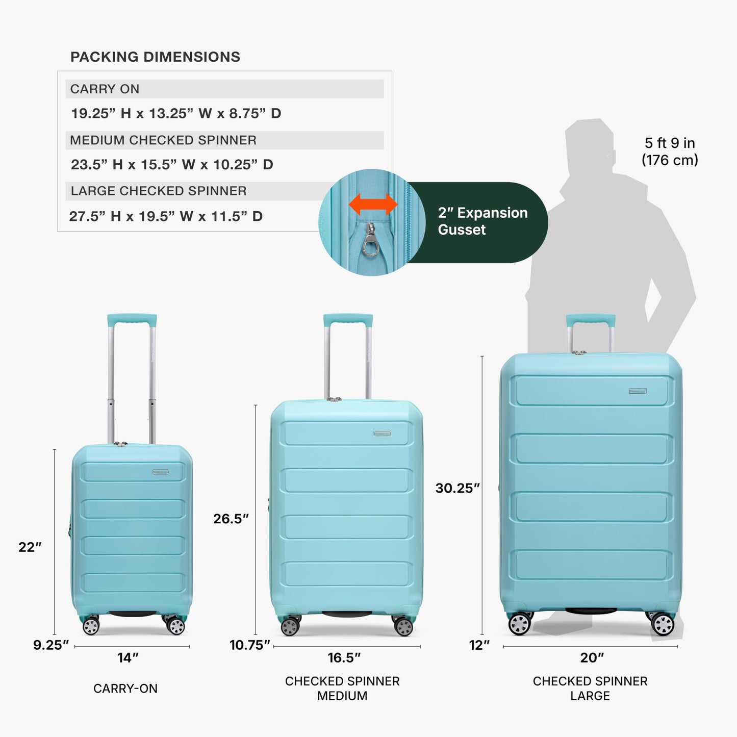 Traveler's Choice Pagosa Hardshell Expandable Luggage with Spinner Wheels