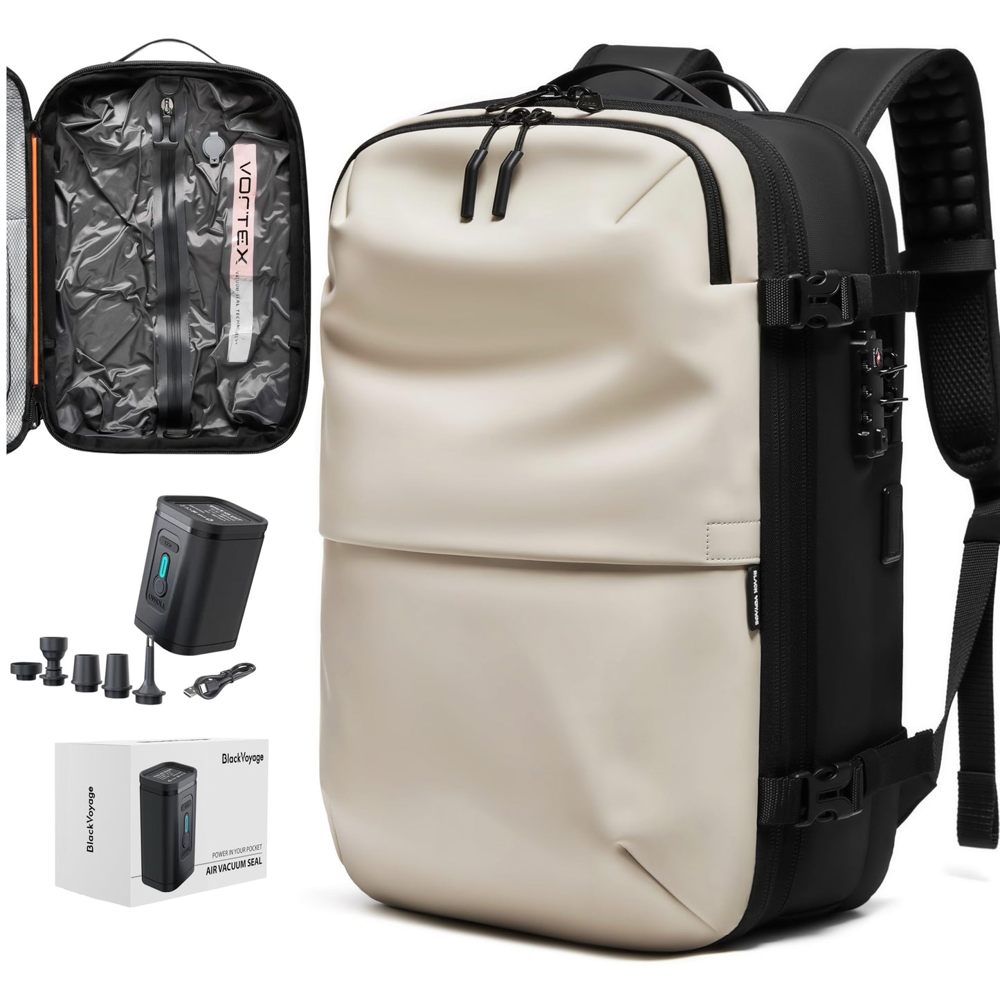 60L Expandable Vacuum Compression Travel Backpack with TSA Lock