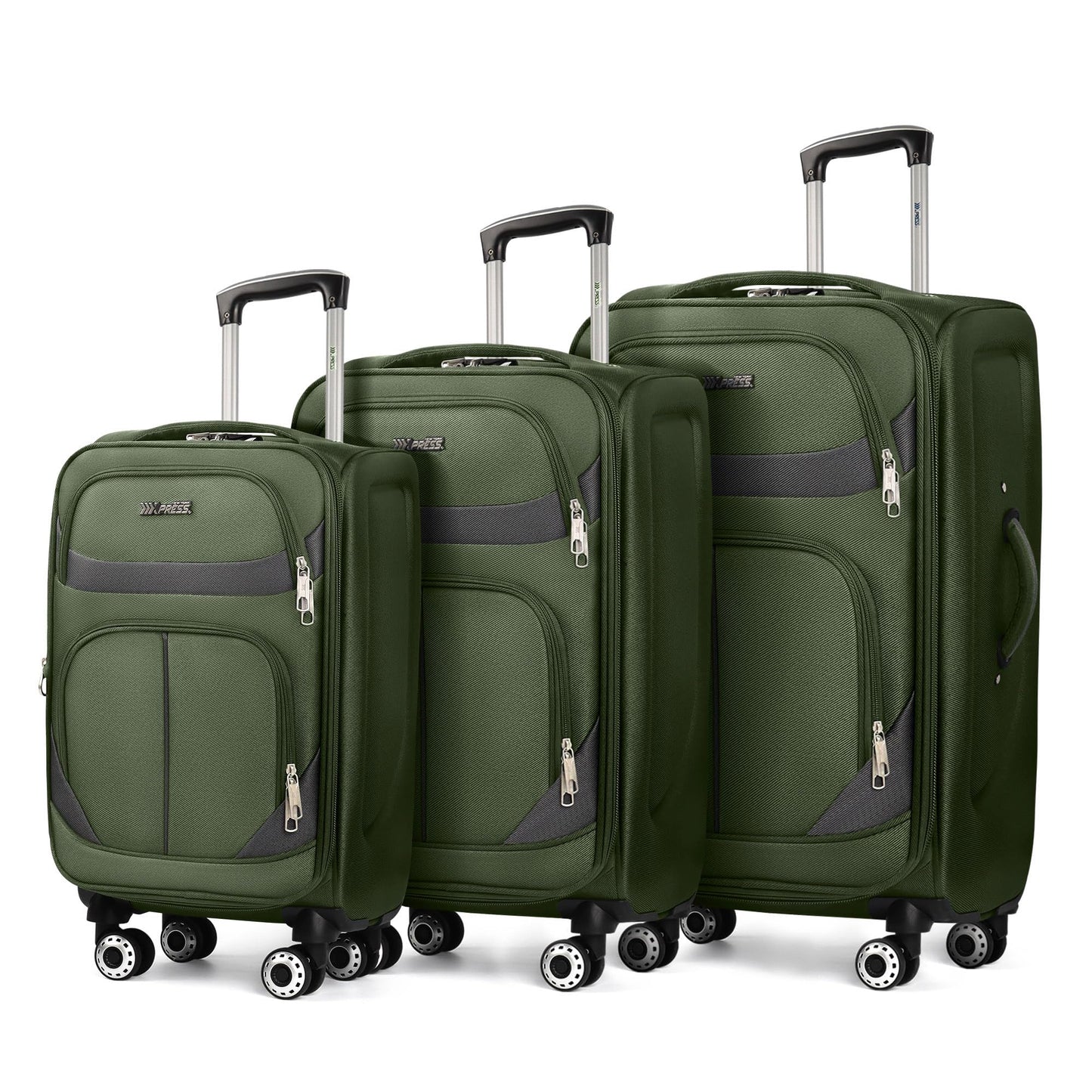 3-Piece Expandable Softside Luggage Set with Spinner Wheels and Lock