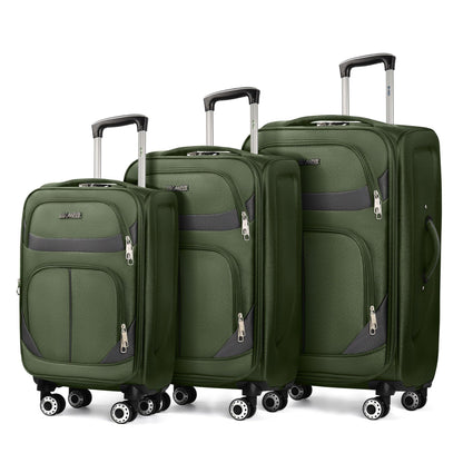 3-Piece Expandable Softside Luggage Set with Spinner Wheels and Lock