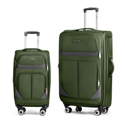 3-Piece Expandable Softside Luggage Set with Spinner Wheels and Lock