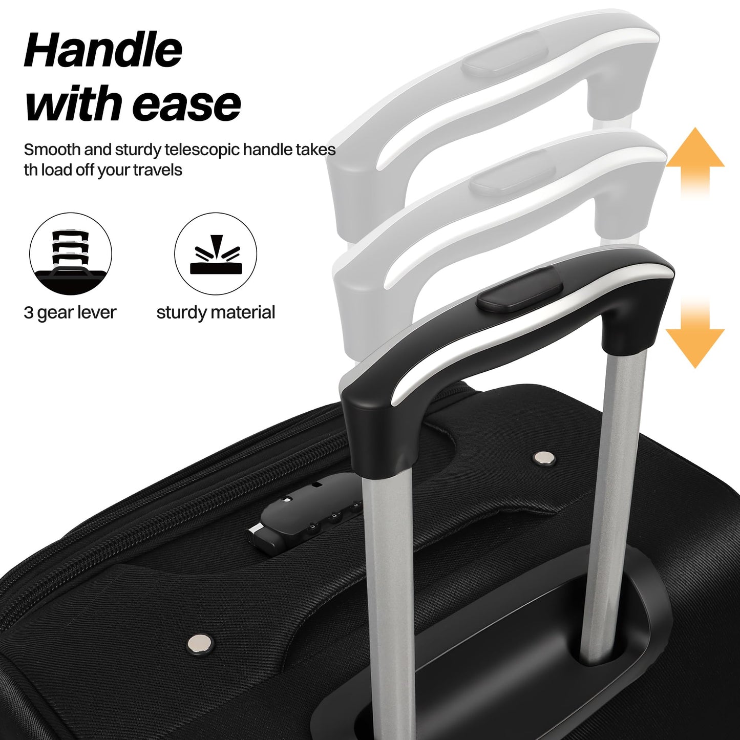 3-Piece Expandable Softside Luggage Set with Spinner Wheels and Lock