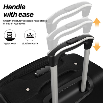3-Piece Expandable Softside Luggage Set with Spinner Wheels and Lock