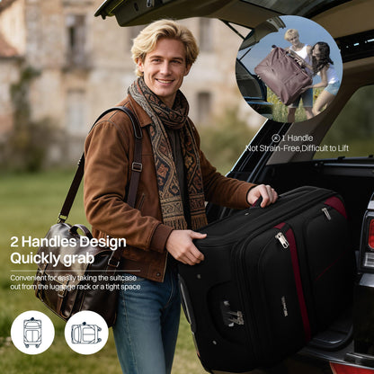 3-Piece Expandable Softside Luggage Set with Spinner Wheels and Lock