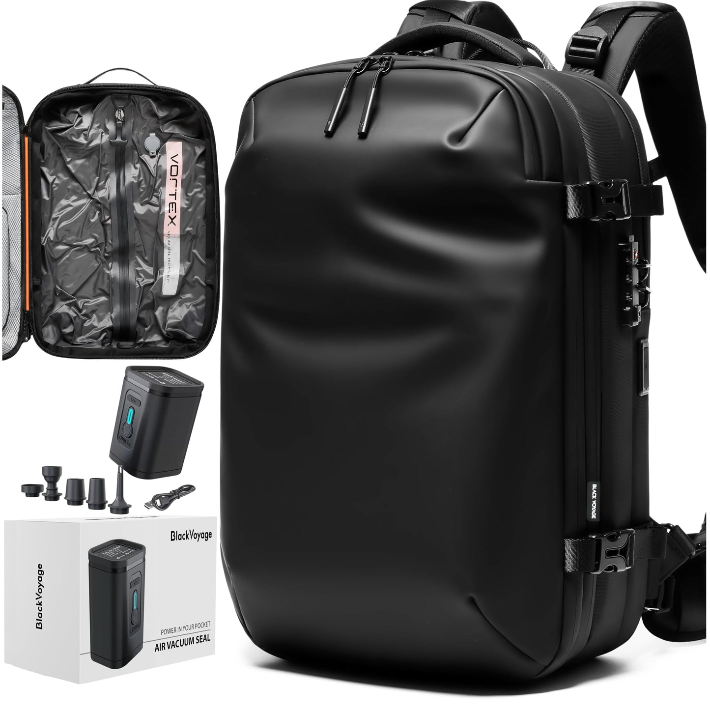 60L Expandable Vacuum Compression Travel Backpack with TSA Lock