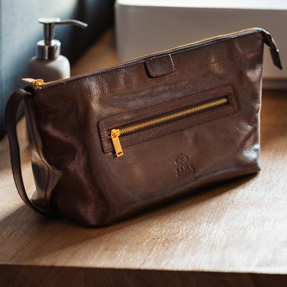 Leather Toiletry Bag for Travel and Daily Essentials