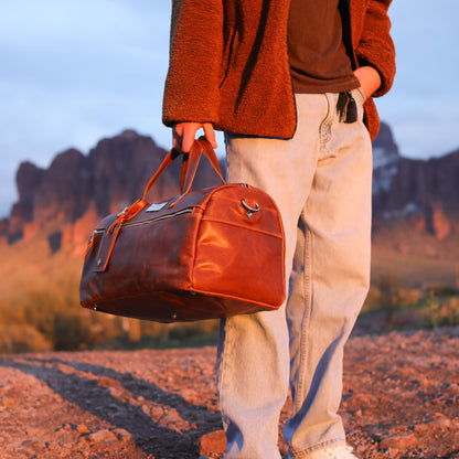 Handmade Full-Grain Leather Weekender Duffel Bag