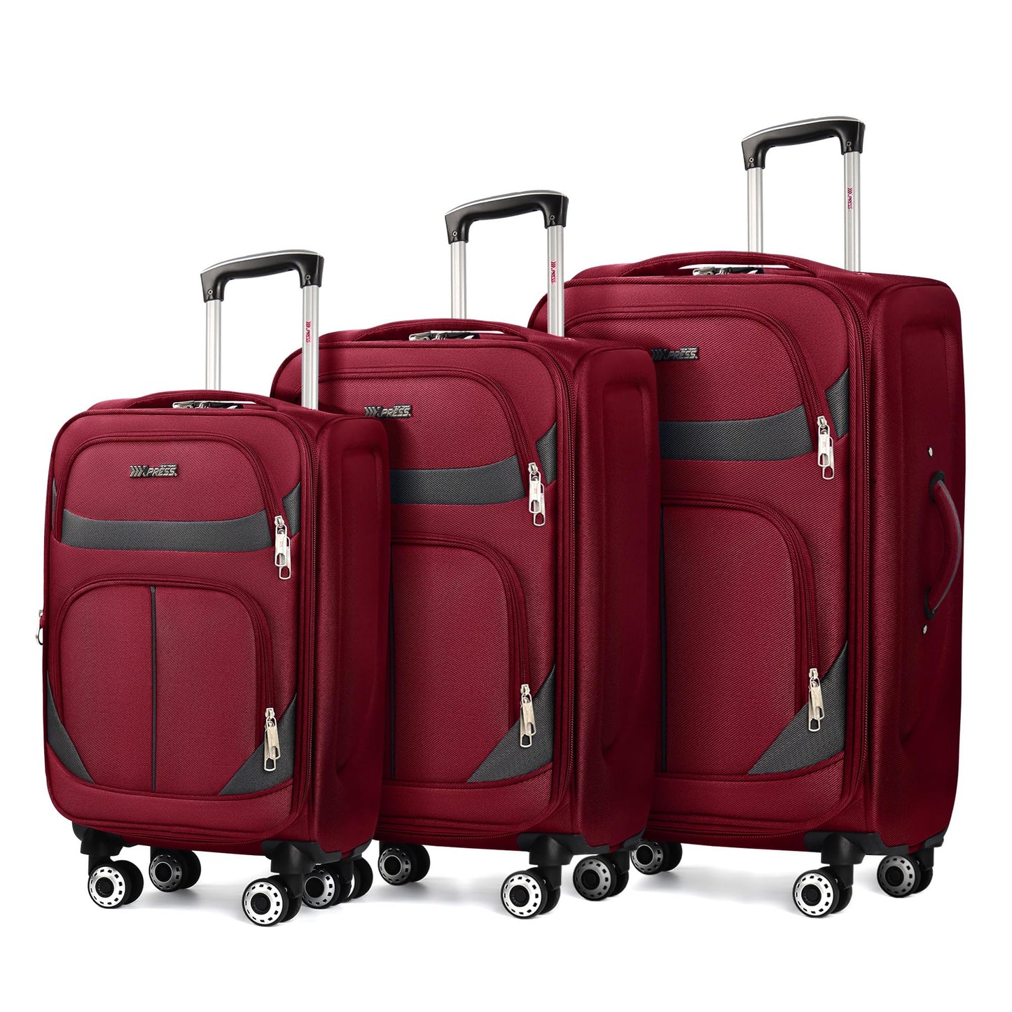 3-Piece Expandable Softside Luggage Set with Spinner Wheels and Lock