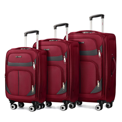 3-Piece Expandable Softside Luggage Set with Spinner Wheels and Lock