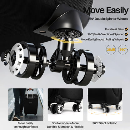 3-Piece Expandable Softside Luggage Set with Spinner Wheels and Lock