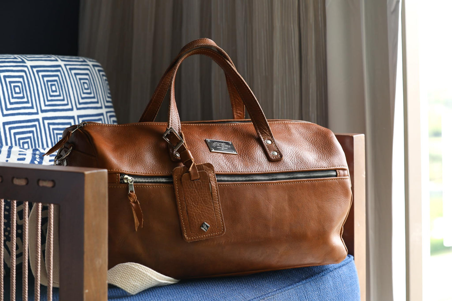 Handmade Full-Grain Leather Weekender Duffel Bag