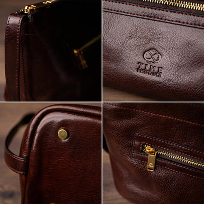 Leather Toiletry Bag for Travel and Daily Essentials